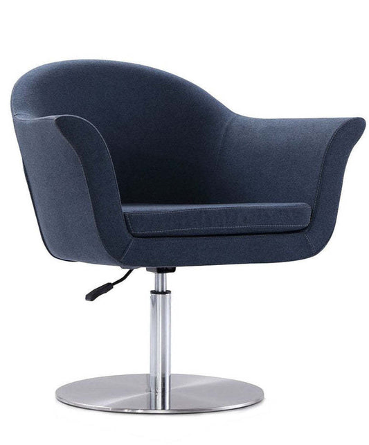 Manhattan Comfort Voyager Brushed Metal Braided Rotating Accent Chair - Smokey Blue|Chaise d'appoint réglable pivotante Voyager de Manhattan Comfort en métal brossé et en tissu - bleu fumé