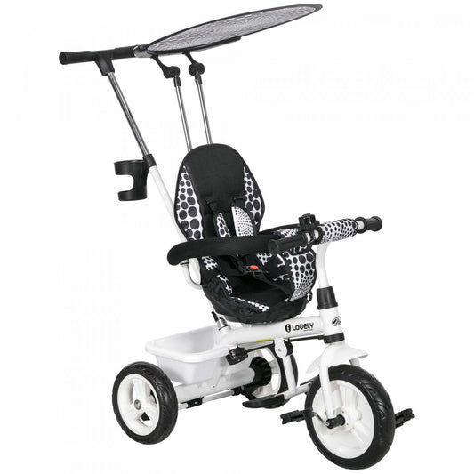 Qaba Tricycle Pour Enfants, Poussette 6 En 1 Avec Guidon Amovible, Barrière De Sécurité Et Harnais 5