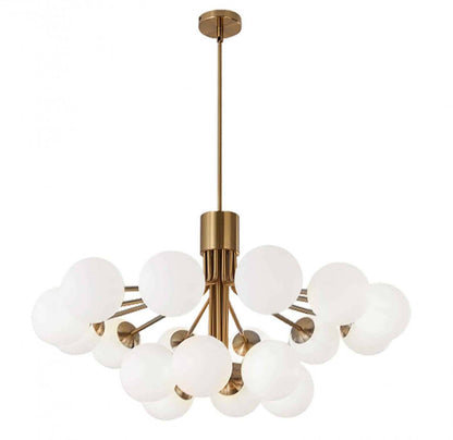 Dainolite Amanda 18 Light Chandelier Aged Brass White Opal Glass Lamp|Lustre Amanda de Dainolite en verre blanc opale, avec finition laiton vieilli et 18 ampoules