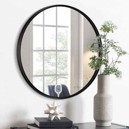 Arcus 30 X 30 Hand Crafted Round Mirror - Black|Miroir rond Arcus 30 po x 30 po fabriqué à la main - noir