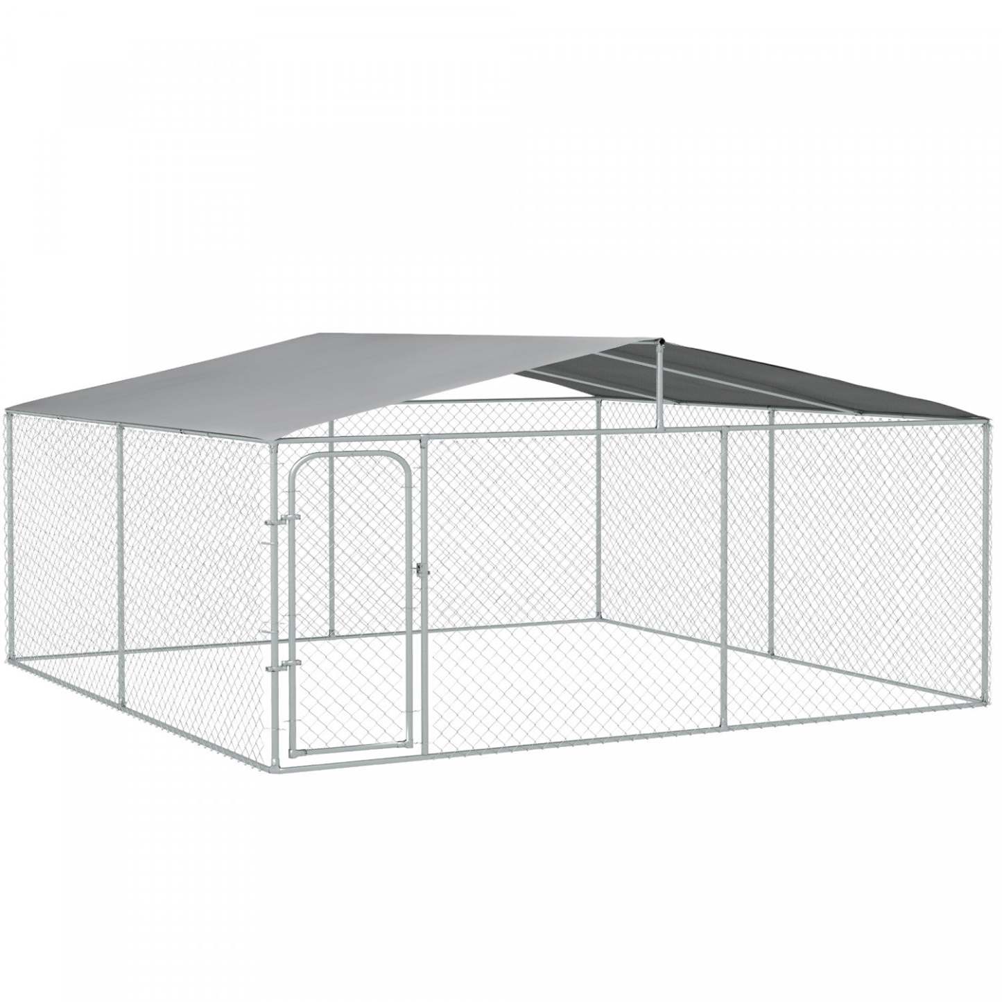 Pawhut Niche D'exterieur Pour Chien Avec Toit, Verrou En Acier, Parois En Maille Pour Jardin &amp; Patio, 15.1|Pawhut Niche D'exterieur Pour Chien Robuste Avec Acier Galvanise, Verrouillage Securise, Parois Late