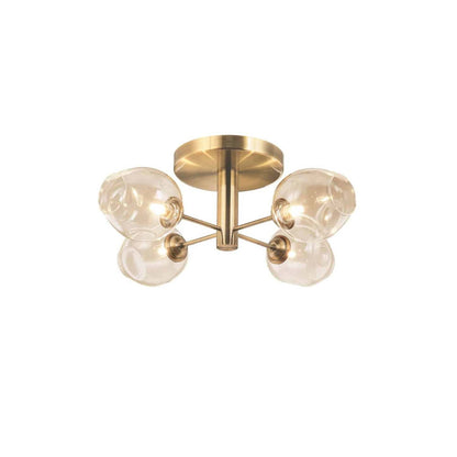 Dainolite Abii 4 Light Semi-flush Mount Vintage Bronze Finish Champagne Glass Lamp|Plafonnier semi-affleuré Abii de Dainolite en verre champagne, avec finition en bronze vintage et 4 ampoules