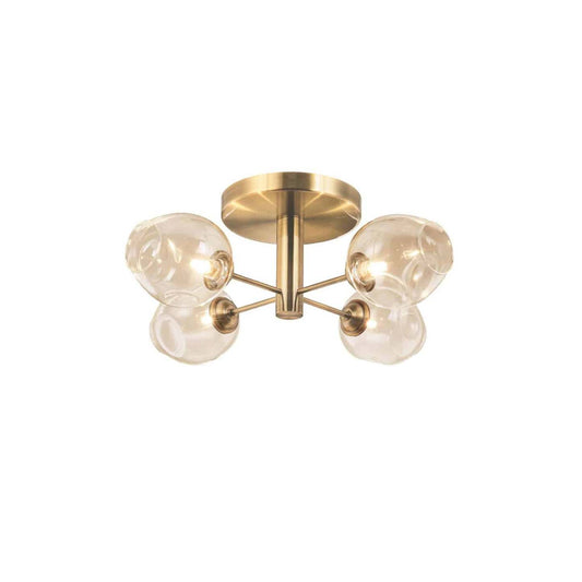 Dainolite Abii 4 Light Semi-flush Mount Vintage Bronze Finish Champagne Glass Lamp|Plafonnier semi-affleuré Abii de Dainolite en verre champagne, avec finition en bronze vintage et 4 ampoules