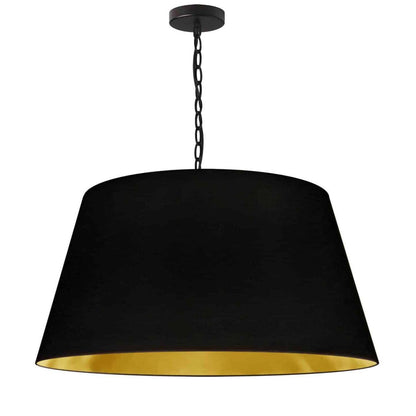 Dainolite Brynn 1 Light Pendant Large Black Finish Black/Gold Shade Lamp|Grand luminaire suspendu Brynn de Dainolite avec abat-jour noir et doré, fini noir et 1 ampoule