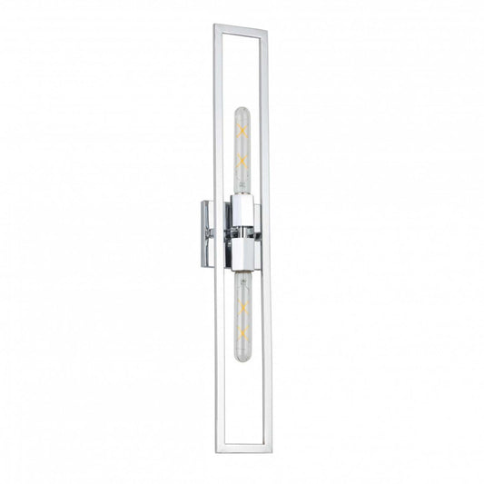 Dainolite Wisteria 2 Light Wall Sconce Tall Polished Chrome Lamp|Grande applique murale Wisteria de Dainolite avec fini chromé poli et 2 ampoules