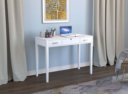Table console 40" avec 2 tiroirs et 1 miroir rabattable - Blanc | Console de 40 po avec 2 tiroirs et 1 miroir rabattable - blanche