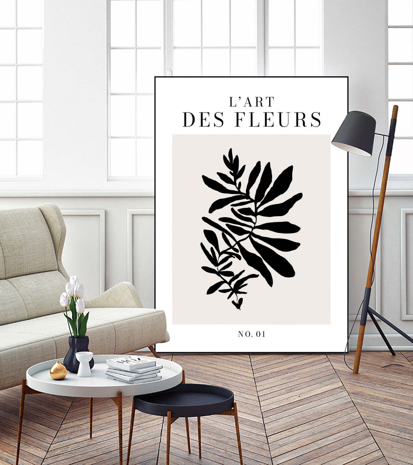 L'art Des Fleurs Canvas Framed Black 24x36 Wall Art|Œuvre d'art murale sur toile encadrée noire « L'art Des Fleurs » 24 x 36