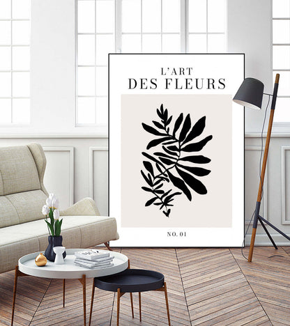 L'art Des Fleurs Canvas Framed Black 24x36 Wall Art|Œuvre d'art murale sur toile encadrée noire « L'art Des Fleurs » 24 x 36