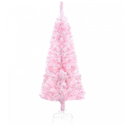 Homcom Sapin De Noël Artificiel Fin Floqué Avec Base En Acier, Rose