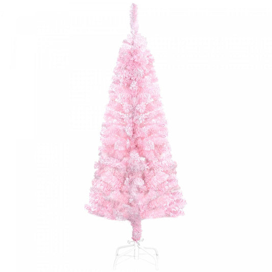Homcom Sapin De Noël Artificiel Fin Floqué Avec Base En Acier, Rose