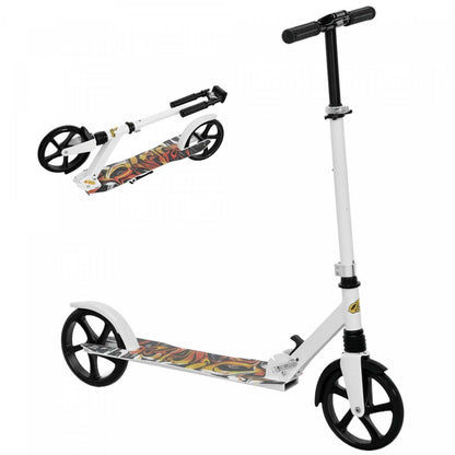 Trottinette Qaba pour enfants de 6 à 12 ans, trottinette avec hauteur réglable, frein à garde-boue arrière, grande roue de 200 mm, trottinette pliable pour garçons et filles, blanche