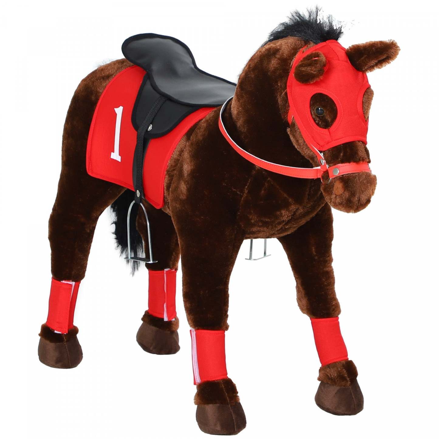Qaba Cheval A Chevaucher, Jouets Animaux A Chevaucher Pour Enfants Avec Design De Cheval De Guerre,
