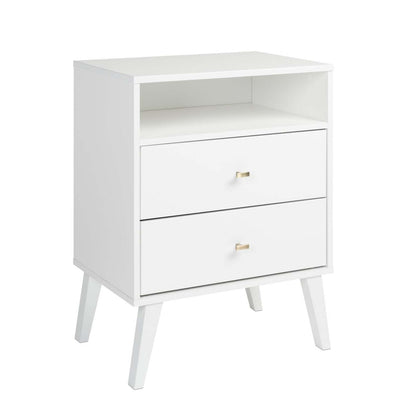 Milo 2-Drawer Tall Nightstand - Blanc|Table de nuit haute Milo à 2 tiroirs - blanche