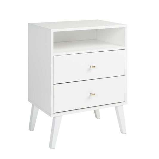 Milo 2-Drawer Tall Nightstand - Blanc|Table de nuit haute Milo à 2 tiroirs - blanche