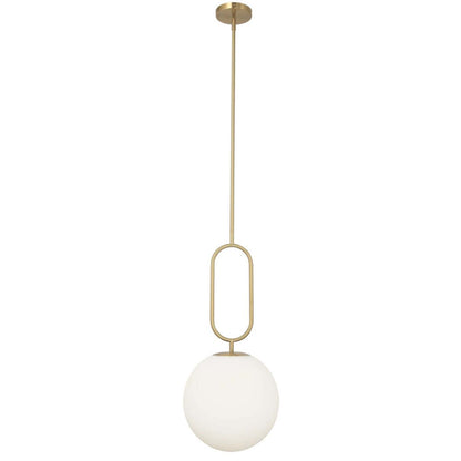 Dainolite Simone 1 Light Pendant Aged Brass White Opal Glass Lamp|Luminaire suspendu Simone de Dainolite en verre blanc opale, avec laiton vieilli et 1 ampoule