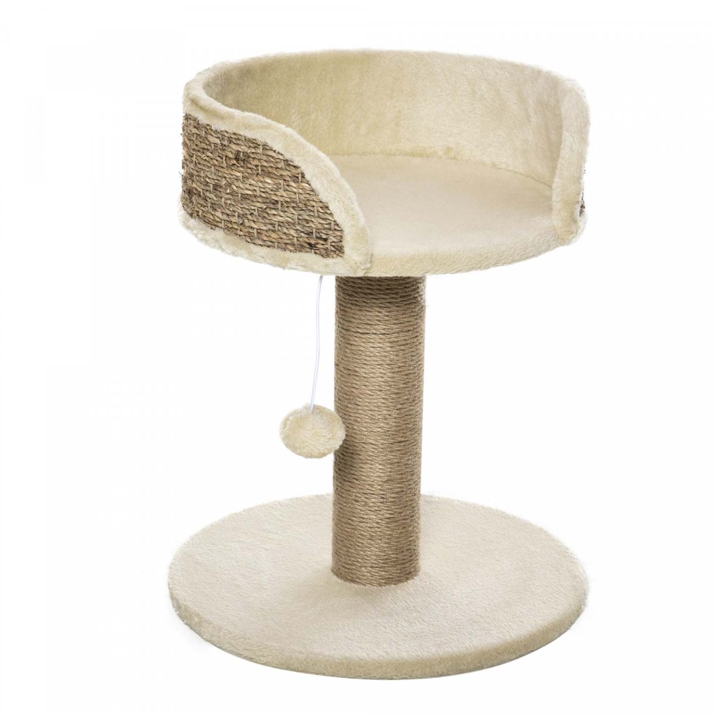 Pawhut Petit Arbre À Chat Avec Griffoir, Perchoir, Boule De Jouet, Tour De Chat Pour Chats D'intérieur - 16 X 16 X