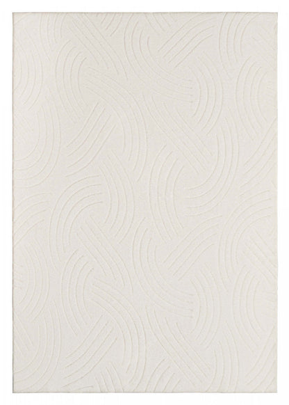 Velvet Crescent Cream Washable Shag Area Rug 5'x7' Indoor Area Rug | Tapis A Poils Longs Lavable En Velours Crème Crescent 5'x7'