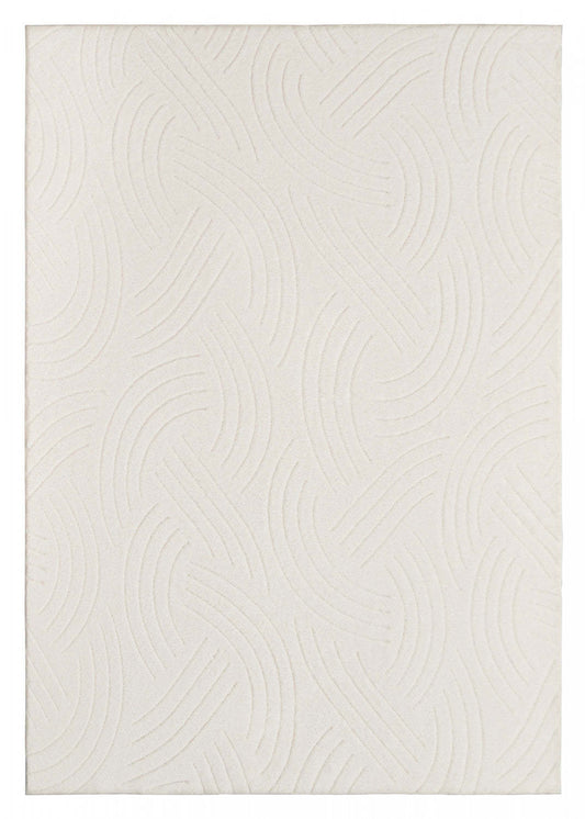 Velvet Crescent Cream Washable Shag Area Rug 5'x7' Indoor Area Rug | Tapis A Poils Longs Lavable En Velours Crème Crescent 5'x7'
