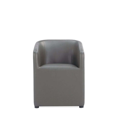 Manhattan Comfort Anna Modern Round Faux Leather Dining Chair - Pewter|Chaise de salle à manger arrondie et moderne Anna de Manhattan Comfort en similicuir - étain