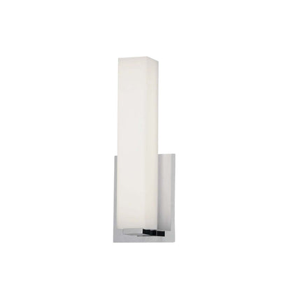 Dainolite Vonte Wall Sconce 12w Polished Chrome Light White Glass Lamp|Applique murale Vonte de Dainolite en verre blanc, avec fini chromé poli et ampoule de 12 W