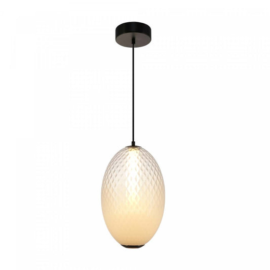 Suspension LED intégrée Celeste 10, blanche avec lampe en verrerie diamant | Suspension A Del Integrees Celeste De 10 po, Blanche Avec Verre Diamante
