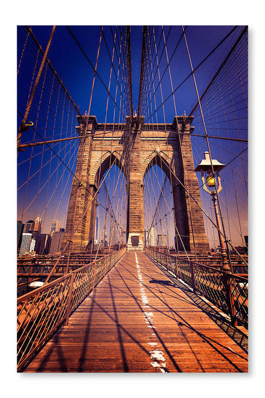 Brooklyn Bridge And Manhattan New York 16x24 Wall Art Frame And Fabric Panel| Brooklyn Bridge And Manhattan New York 16 po x 24 po : Cadre d'art mural et panneau de tissu|D44GWAUN