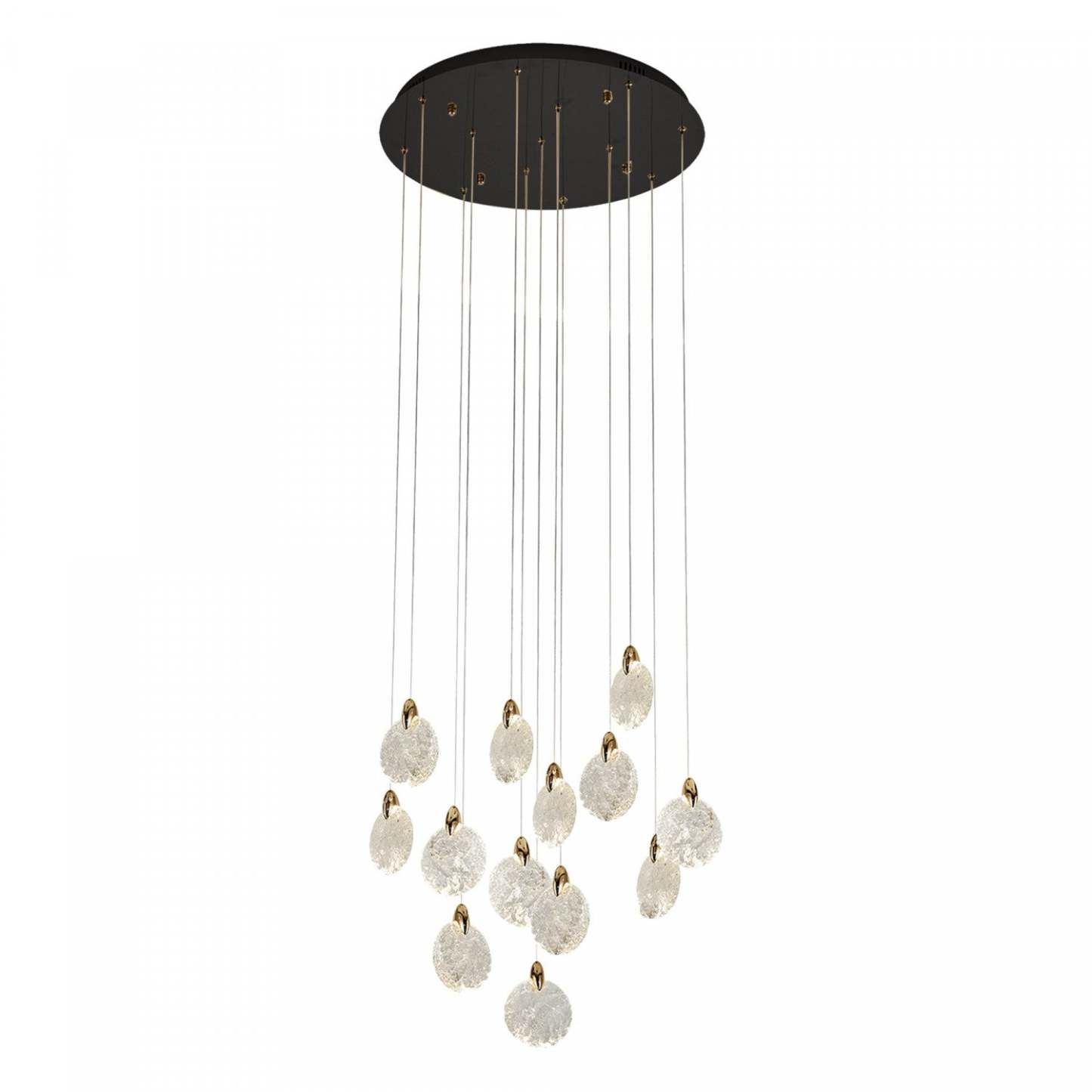 Lustre A 13 lampes A Del Integrees Snowflake, Laiton Satine
