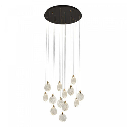 Lustre A 13 lampes A Del Integrees Snowflake, Laiton Satine