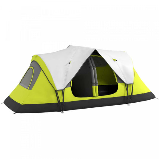 Outsunny Tente De Camping, Tente Pour 6 A 8 Personnes Avec 2 Chambres &amp; Imperméable Rainfly