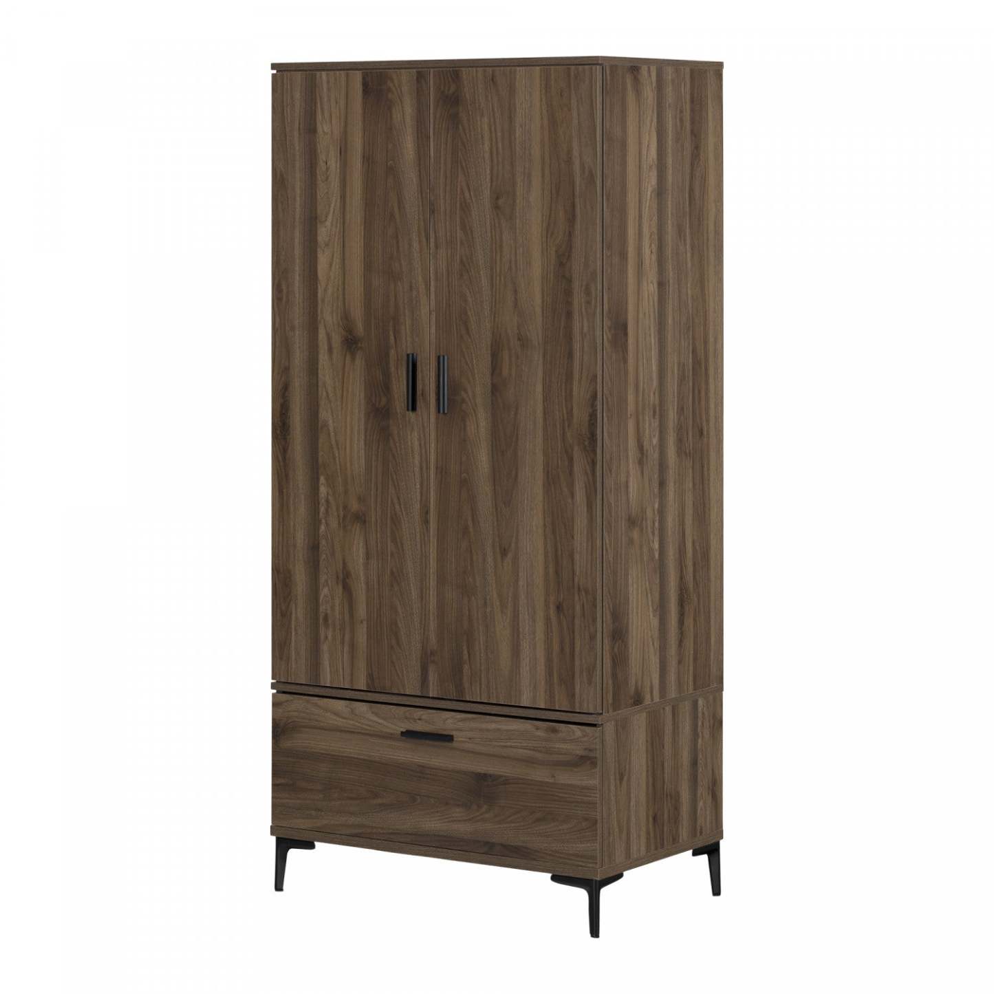 Armoire-penderie Musano avec portes et tiroirs - Noyer naturel | Musano Armoire Penderie Avec Portes Et Tiroir - Noyer Naturel