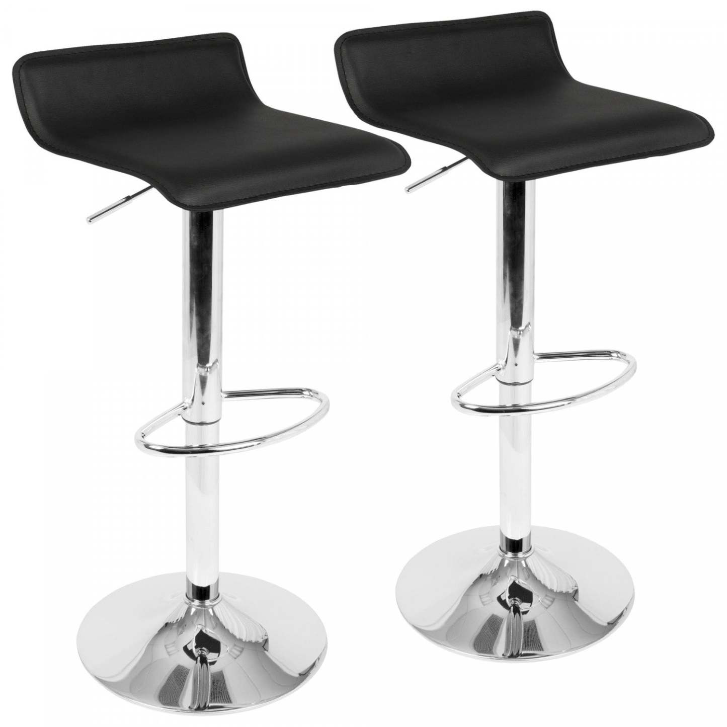 LumiSource Ale Black Fabric Contemporary Adjustable Height Barstool with Swivel - Set of 2|Tabouret pivotant contemporain Ale à hauteur réglable en tissu noir - ensemble de 2