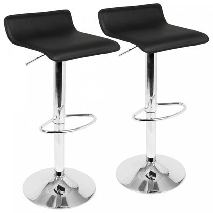 LumiSource Ale Black Fabric Contemporary Adjustable Height Barstool with Swivel - Set of 2|Tabouret pivotant contemporain Ale à hauteur réglable en tissu noir - ensemble de 2