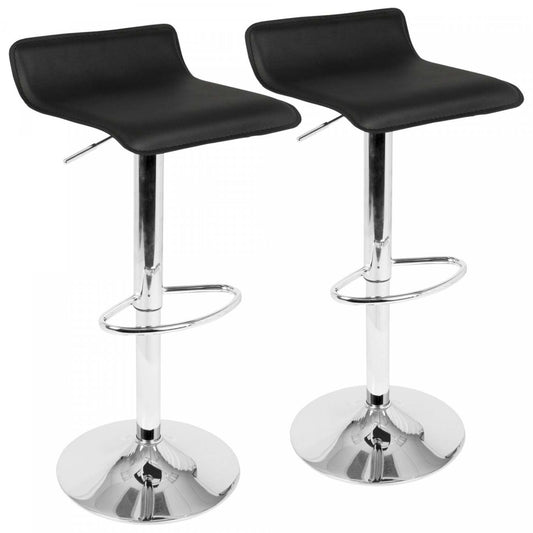 LumiSource Ale Black Fabric Contemporary Adjustable Height Barstool with Swivel - Set of 2|Tabouret pivotant contemporain Ale à hauteur réglable en tissu noir - ensemble de 2