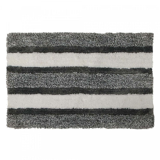 Tapis de salle de bain rayé en microfibre grise 20 x 32
