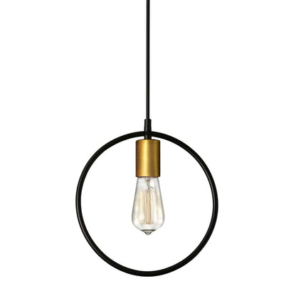 Dainolite Geometric 1 Light Pendant Circle Matte Black/Vintage Bronze Finish Lamp|Luminaire suspendu Geometric circulaire de Dainolite avec fini noir mat et bronze rétro, et 1 ampoule