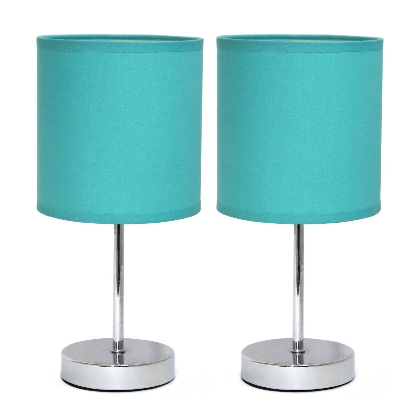 Ensemble de 2 lampes de table Simple Designs Chrome Mini Basic - Aqua|Ensemble de 2 mini lampes de table de base de Simple Designs chromées - turquoise