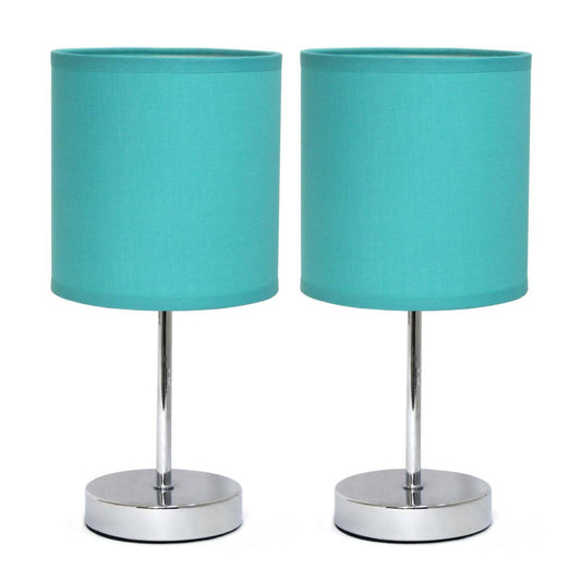 Ensemble de 2 lampes de table Simple Designs Chrome Mini Basic - Aqua|Ensemble de 2 mini lampes de table de base de Simple Designs chromées - turquoise