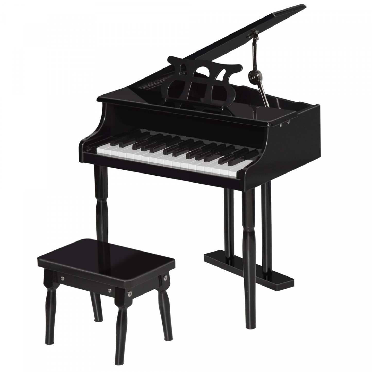 Homcom Moderne Enfants Piano, 30 Touches, Ensemble De 2, Mini Jouet Pour Enfant, Piano À Queue Avec Pupitre
