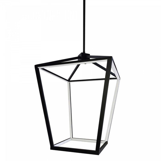 Dainolite Cage LED Pendant 46w Matte Black Finish White Diffuser Lamp|Luminaire suspendu Cage de Dainolite blanc qui diffuse la lumière, avec fini noir mat et ampoule à DEL de 46 W