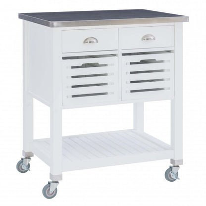 Robbin Wood Kitchen Bar Cart Storage - White|Chariot-bar de rangement Robbin en bois pour la cuisine - blanc