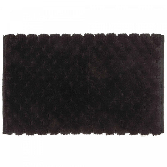 Tapis de bain tissé à la main avec pompon noir 20 x 32 | Tapis de salle de bain 20 x 32 blanc tissé à la main avec pompon