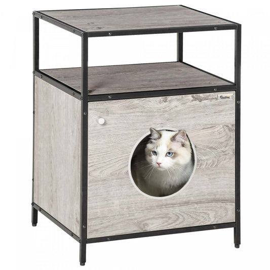 Pawhut Maison Pour Chat Niche A Chat Polyvalent Design Contemporain Avec Etagere Coussin Epais Struc
