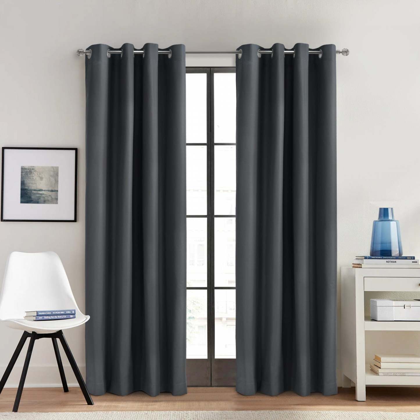 Thermaplus Alpine Charcoal Blackout Grommet Curtain Panel - 52 x 95|Panneau de rideau coupe-lumière à œillets Alpin anthracite de Thermaplus - 52 x 95