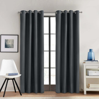 Thermaplus Alpine Charcoal Blackout Grommet Curtain Panel - 52 x 95|Panneau de rideau coupe-lumière à œillets Alpin anthracite de Thermaplus - 52 x 95