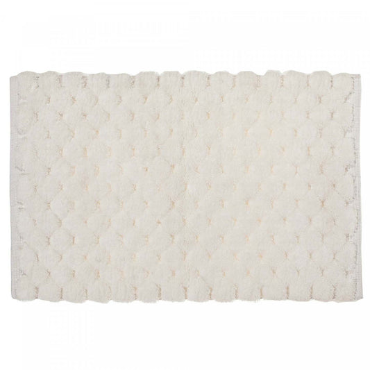 Tapis de bain tissé à la main avec pompon blanc 20 x 32