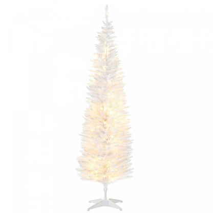 Homcom 6' Prelit Artificial Christmas Tree With Warm White Led Lights|Homcom Arbre de Noël artificiel pré-éclairé 6 pi avec lumières LED blanc chaud