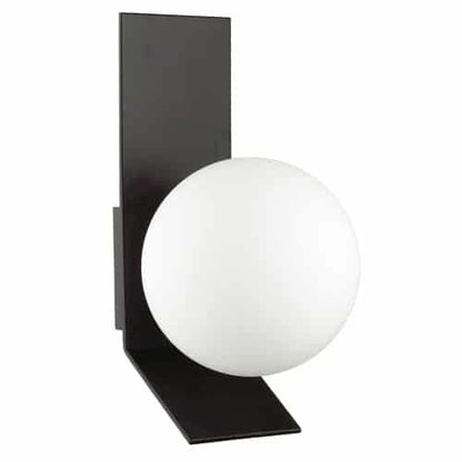 Dainolite Valemont 1 Light Wall Sconce Large Matte Black Opal White Glass Lamp|Grande applique murale Valemont de Dainolite en verre blanc opale, avec finition noire mate et 1 ampoule