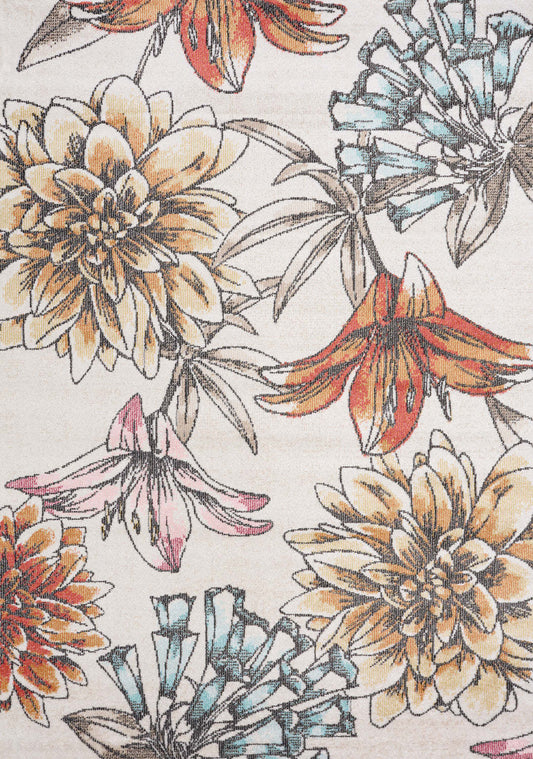 Tapis floral multicolore Fitzgerald - 5'3 x 7'7|Tapis Fitzgerald multicolore à motif floral - 5 pi 3 po x 7 pi 7 po