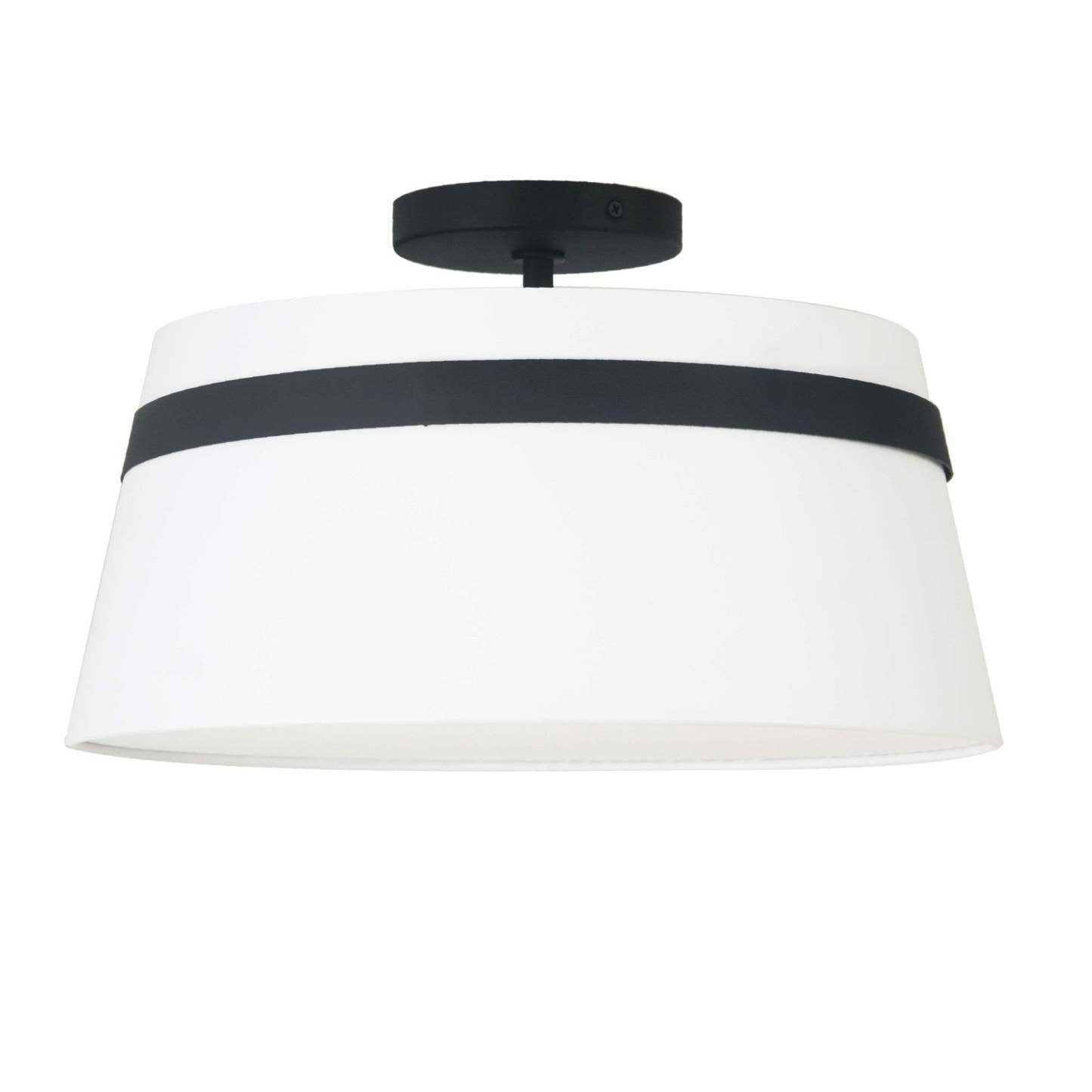 Dainolite Symphony 3 Light Semi-flush Mount Matte Black White Shade Lamp|Plafonnier semi-affleuré Symphony de Dainolite avec abat-jour blanc, fini noir mat et 3 ampoules