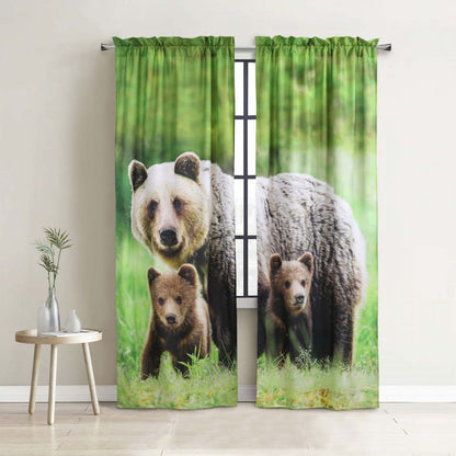 Habitat Bears Light Filtering Pole Top Curtain Panel Paire - 37 x 84|Paire de panneaux de rideau filtrant la lumière passe-tringle Ours d'Habitat - 37 x 84